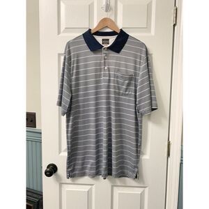 Greg Norman for Tasso Elba Play Dry Blue and White Striped Golf Shirt XL